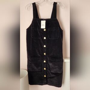 Black Corduroy Button-Down Dress